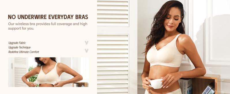 OEAK Women Seamless Soft Jelly Bra Push-Up Bralette Wireless No Underwire Comfort Full Coverage Everyday Bra