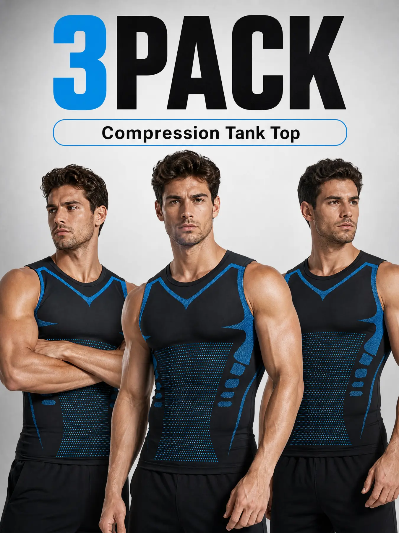 5 Pack Men's 3D Zone Compression Workout Tank Tops, Ice Cool Quick Dry Breathable Sleeveless Base Layer, Machine Washable Athletic Shirts for Running Gym Weight Training