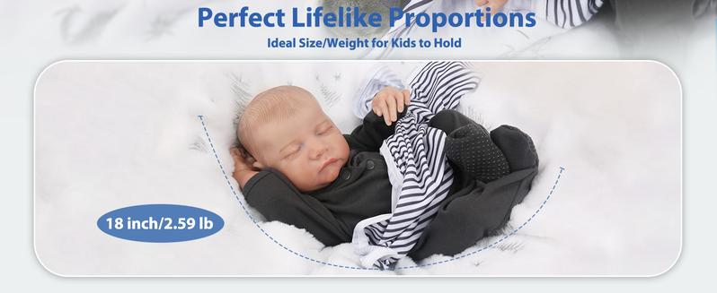 [WOOROY] Reborn Baby Dolls - 18 In Realistic Baby Doll Boy Levi Lifelike Newborn Baby Real Looking Birthday & Christmas Gift Toy with Full Accessories for Age 3+