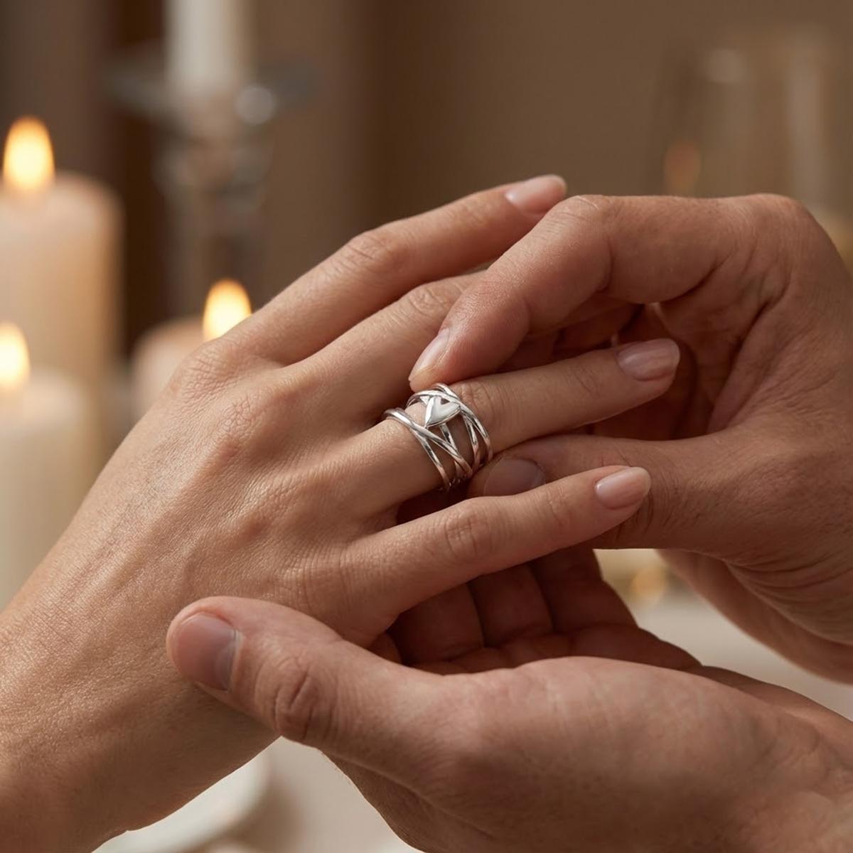 Women's Irregular Hammered Hollow Heart-Shaped Stackable Ring, Simple and Stylish, Heart-Shaped Ring, Jewelry Gift for Wife, Daughter, Mother