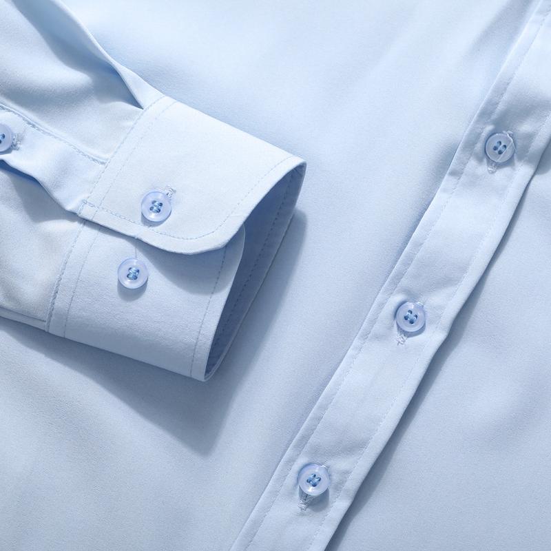 Men's Long Sleeve Shirt Slim Fit Solid Color Turn Down Collar Cardigan Business Casual