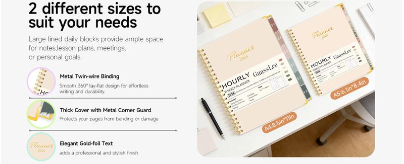 2026 Planner, Weekly & Monthly Appointment Book from Jan. 2026 - Dec. 2026, Work & Life Daily Hourly Planner with Time Slots, Agenda Organizer for Home School Office, Beige