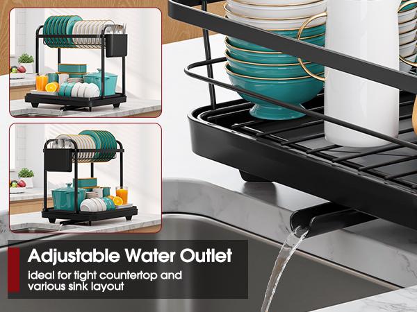 Dish Drying Rack for Kitchen Counter Large Capacity Sink Organizer with Cutlery Holder Easy Clean, Modern Home Essential