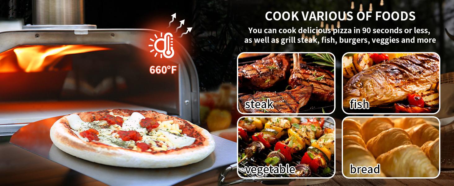 BIG HORN 12''/16'' Wood Pellet Pizza Ovens, 660°F Bake Neapolitan Pizza in 90s, Portable Outdoor Pizza Grill Stove, Stainless Steel, for Outdoor Backyard Camping BIG HORN 12''/16'' Wood Pellet Pizza Ovens, 660°F Bake Neapolitan Pizza in 90s, Portable Outdoor Pizza Grill Stove, Stainless Steel, for Outdoor Backyard Camping