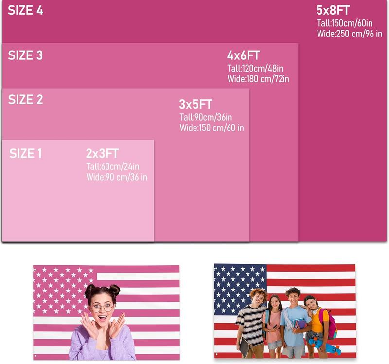 Custom Pink America Flag 3X5 Ft Personalized Flags Design Your Image Funny Tapestry Poster For Decorate Clubs Concerts Bars University Dormitories Living Rooms Bedrooms