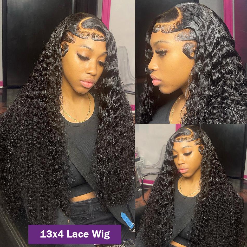 Bling Hair Deep Wave Frontal Wig 13x4 13x6 HD Lace Front Wig 180% Deep Curly Transparent Lace Frontal Human Hair Wigs For Women PrePlucked Lace Hairline Natural Color
