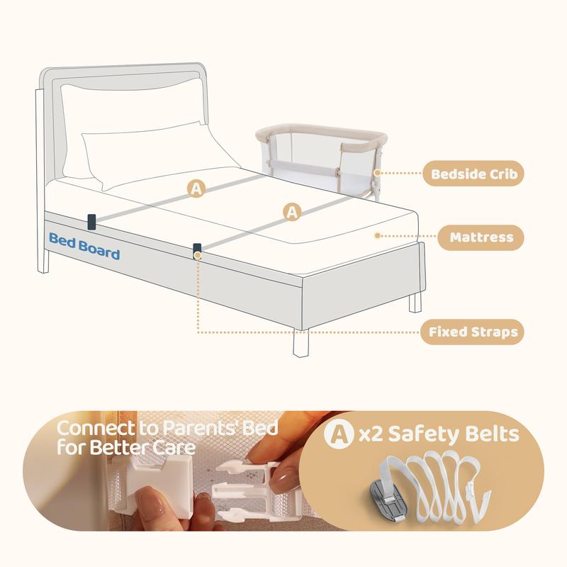 HARPPA Cuddly Lite 2-in-1 Baby Bassinet & Bedside Sleeper, storage Bassinet for Baby with Wheels & Storage Basket, Portable Crib, Breathable Mesh and Mattress, Height Adjustable