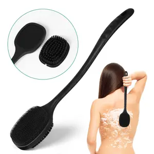 16.5” Silicone Back Brush with Long Handled - Exfoliating Back Scrubber,Dual-Sided Body Shower Brush,Gift for Home Travel Use