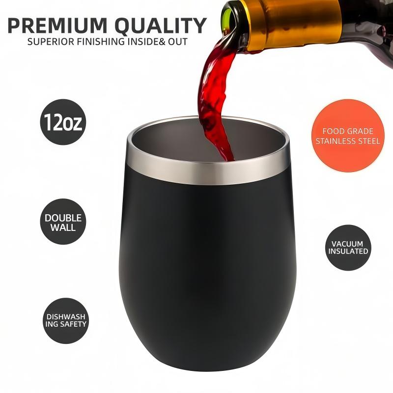 LMMAKE Double Wall Vacuum Insulated Wine Tumbler 12oz Stainless Steel Stemless Travel Mug for Cold & Hot Drinks with Removable Lid Dishwasher Safe Shatterproof Eco Friendly Drinkware Flasks Insulated Straw Friendly Cocktails