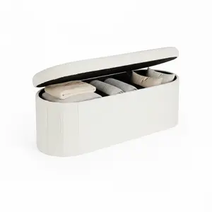 Large 30" White Sherpa Storage Ottoman Foot Rest Stool, Collapsible Folding Bedroom Bench with Storage, Tufted Ottoman with Storage for Living Room Foot of Bed Toy Blanket Organizer Weight 6.6 LBS