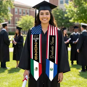 Personalized Mexico El Salvador America Graduation Stole, 2026 Graduation Sash Gift, Gift For Daughter and Son