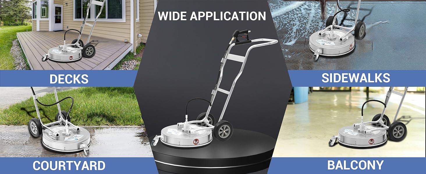 RIDGE WASHER 20’’ Surface Cleaner Dual Handle, Stainless Steel Bigger Stable Wheels Pressure Washer Surface Cleaner, Power Washer Surface Cleaner for Cleaning Driveways, Sidewalks, Patios