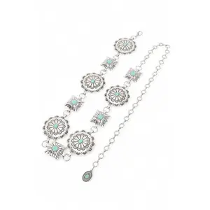 Western Oval Concho Station Fashion Chain Belt