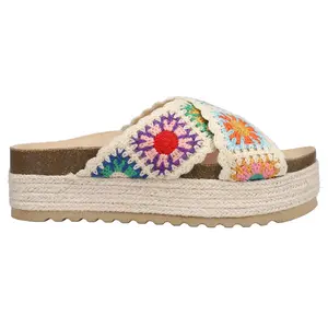 Dirty Laundry Womens Plays Floral Espadrille Platform Casual Sandals Casual Mid Heel 2-3" - Beige, Multi