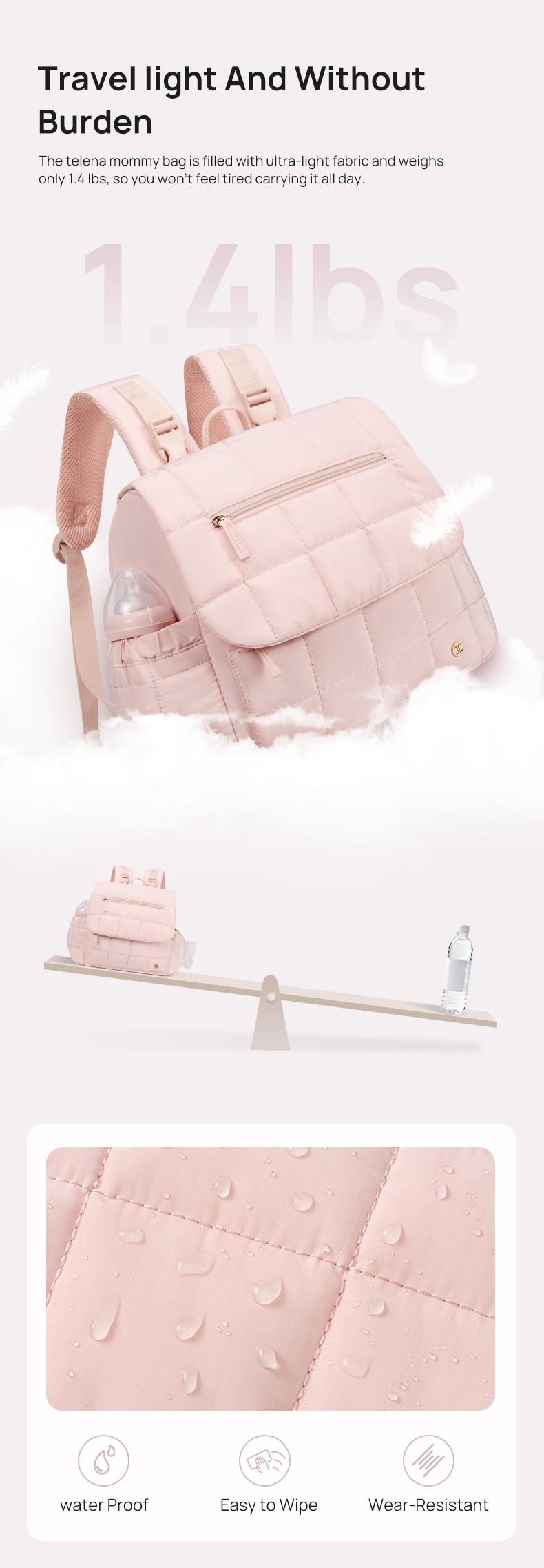 Telena Valentine's Day gift Soft Puffer Women’s Mini Diaper Backpack Large Open Top for Easy Grab, Baby Travel Bag with Changing Pad, hospital bag for mom,Comfortable shoulder straps,Insulated Pockets & Stroller Straps Christmas gifts  Holiday gifts