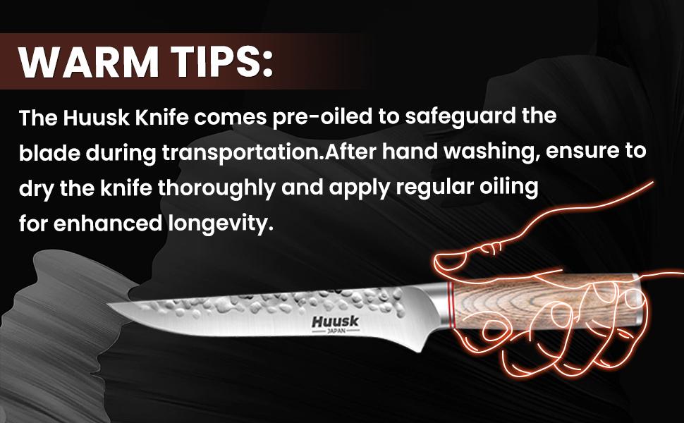 Huusk Knives From Japan, 6.5-inch Boning for Meat Cutting, Hand Forged Japanese Fillet Knife for Meat Fish Poultry Deboning with Ergonomic Pakkawood Handle with Gift Box