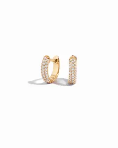Sami Jewels Pavé Huggie Earrings, CZ Huggie Earrings, 925 Sterling Silver, 14K Gold Plated, Huggie Hoop, Small Hoop Earring Set, Mini Hoop Earrings, Everyday Huggies, Hypoallergenic & Nickel-free, Jewelry Gift