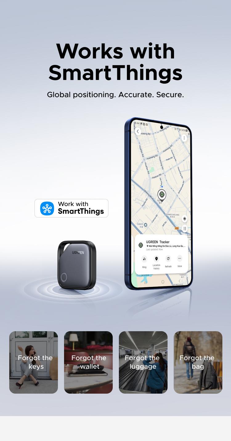 UGREEN FineTrack S 2-Pack Bluetooth Tracker Tags Work with Samsung SmartThings APP (Samsung Only), 550-Days Replaceable Battery Item Finder Smart Tag for Key Luggage Passport，TikTokShopBlackFriday ,TikTokShopHolidayHaul