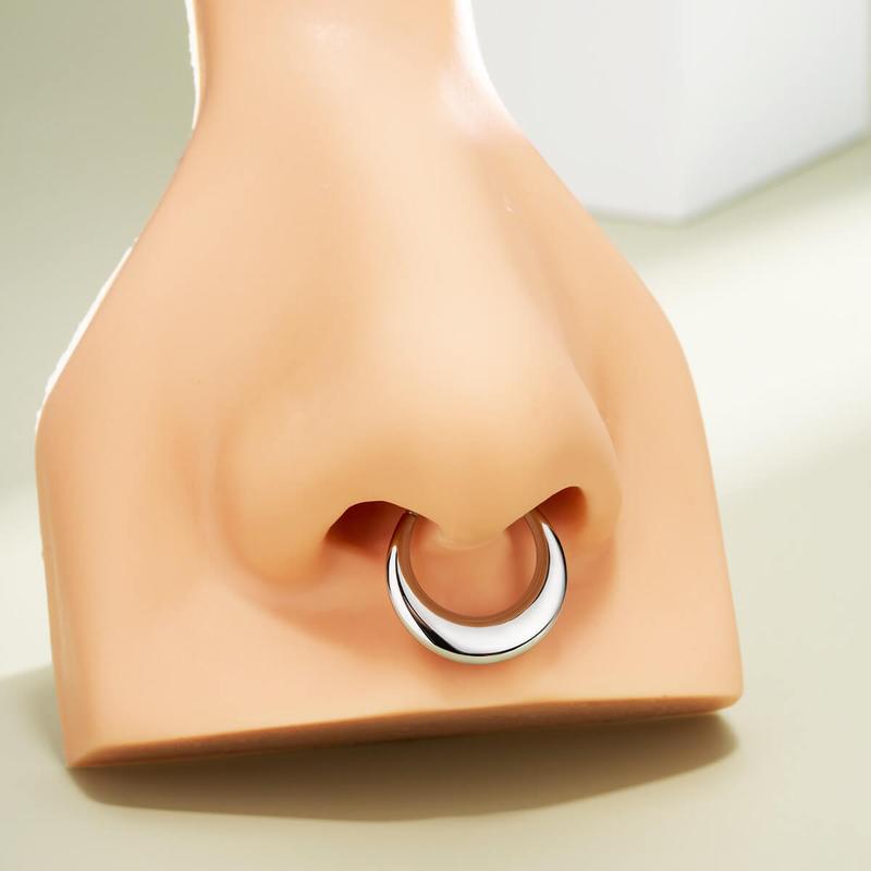 OUFER 16G Chunky Bubble Hinged Segment High Polish Nose Septum Daith Ring in Silver, Gold, Rose Gold & Black - 316L Stainless Steel