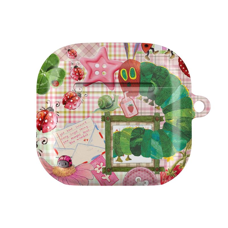 Hungry Caterpillar Gadget Case – Whimsical Patchwork Design with Fruits, Bugs & Buttons, AirPods Pro 2 1 Gen 3 2 1