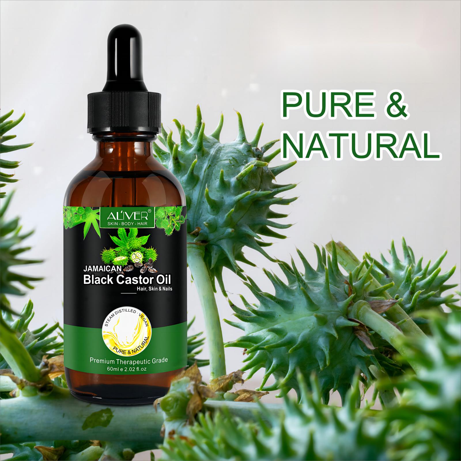 LIVER Black Castor Oil for Fuller-Looking Hair, Lashes & Brows -  Pure Nourishing Scalp Oil - Strengthening Treatment for Skin & Nails - 60ml