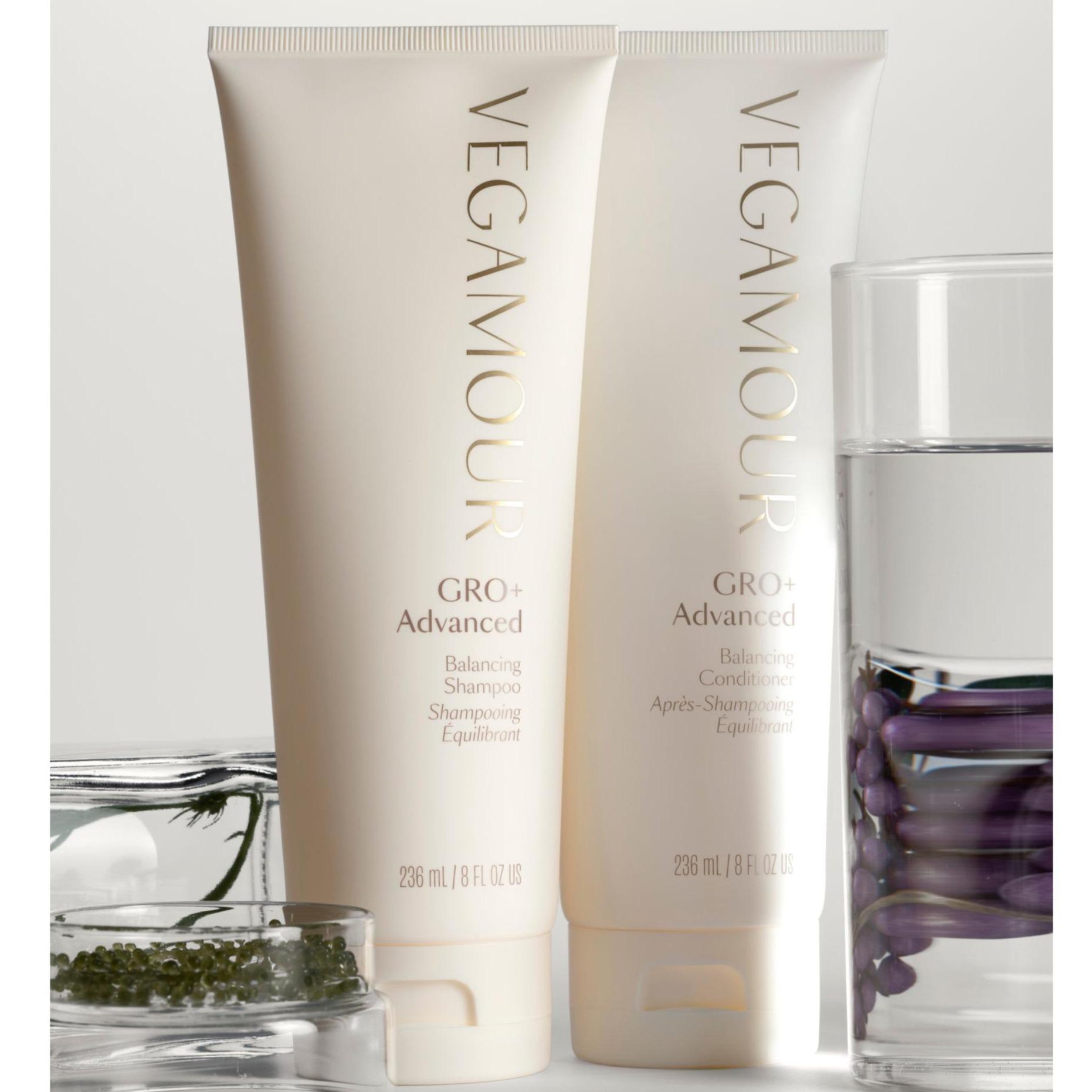 Vegamour GRO+ Advanced Balancing Shampoo & Conditioner Set | Dermatologist-Developed Plant-Based Formula for Shedding, Supports Healthy Scalp, Removes Buildup & Reduces Breakage