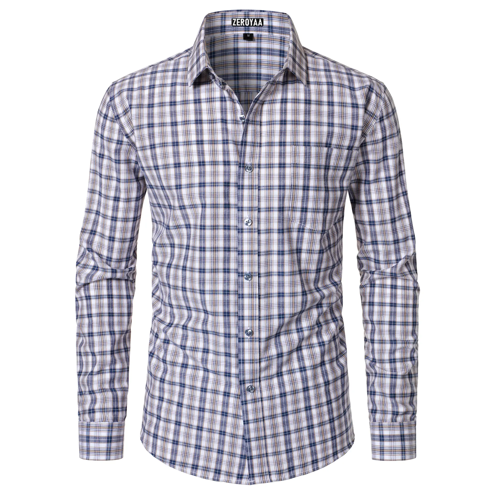 ZEROYAA Men's Plaid Long Sleeve Dress Shirt Formal Gingham Slim Fit Button Down Shirts with Lightweight Casual Classic Birthday Fashion,back to school,back to school shopping,clothes for back to school,first day of school outfits