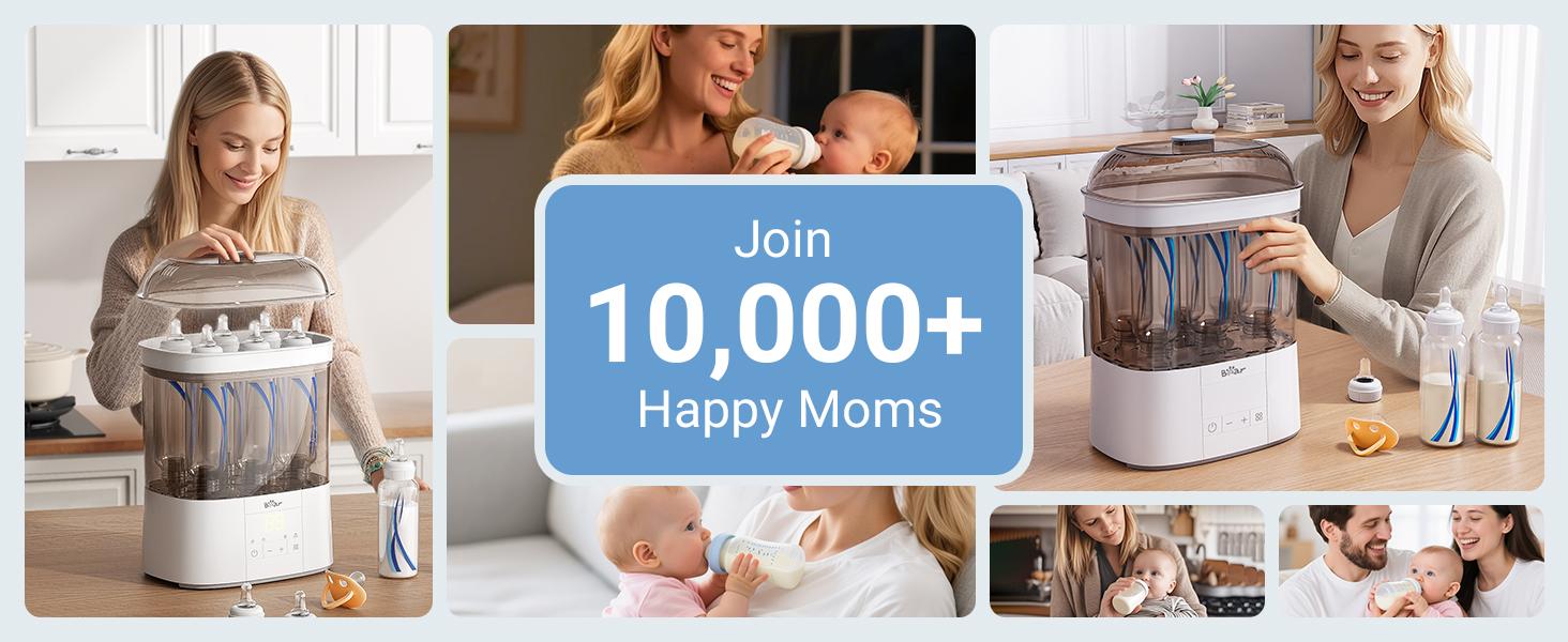 Bear Bottle Sterilizer and Dryer, 2 Layers Large Electric Steam Baby Bottle Sterilizer, Fast Bottle Sanitizer and Dryer for All Bottles & Accessories, Time-Saving Design