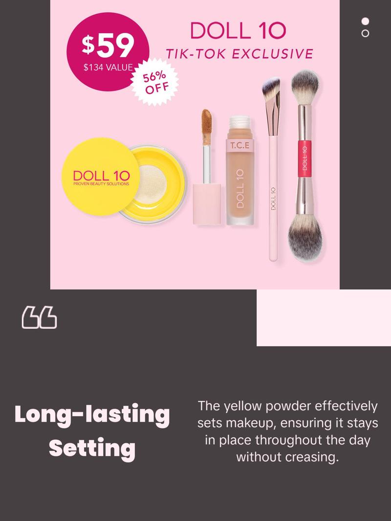 Cover & Blur Bundle - TCE Concealer and Brush, Talc-Free Yellow Powder and Brush Makeup Kit Set