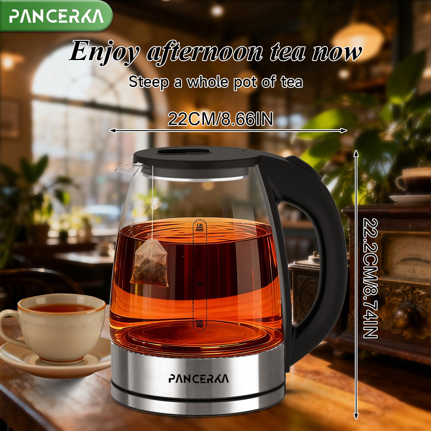 PANCERKA Electric Kettle 1.8L, 1000W Fast Boiling Tea Kettle with Auto Shut-Off, Wide Opening & BPA-Free, Stainless Steel Inner Lid & Filter for Home, Office, Tea, Coffee