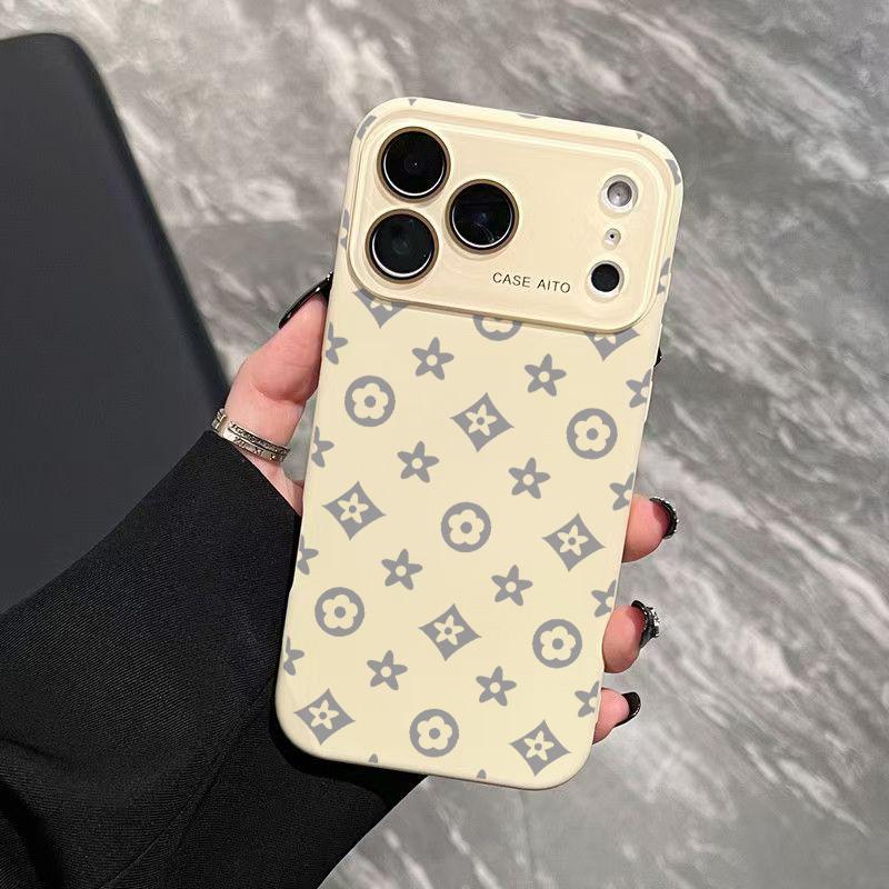 Vintage print Dopamine Ins Style Solid Color Phone Case with Ultra Skin friendly Touch, All Inclusive Lens Phone Case Suitable for Apple 17 16 15 14 13 12