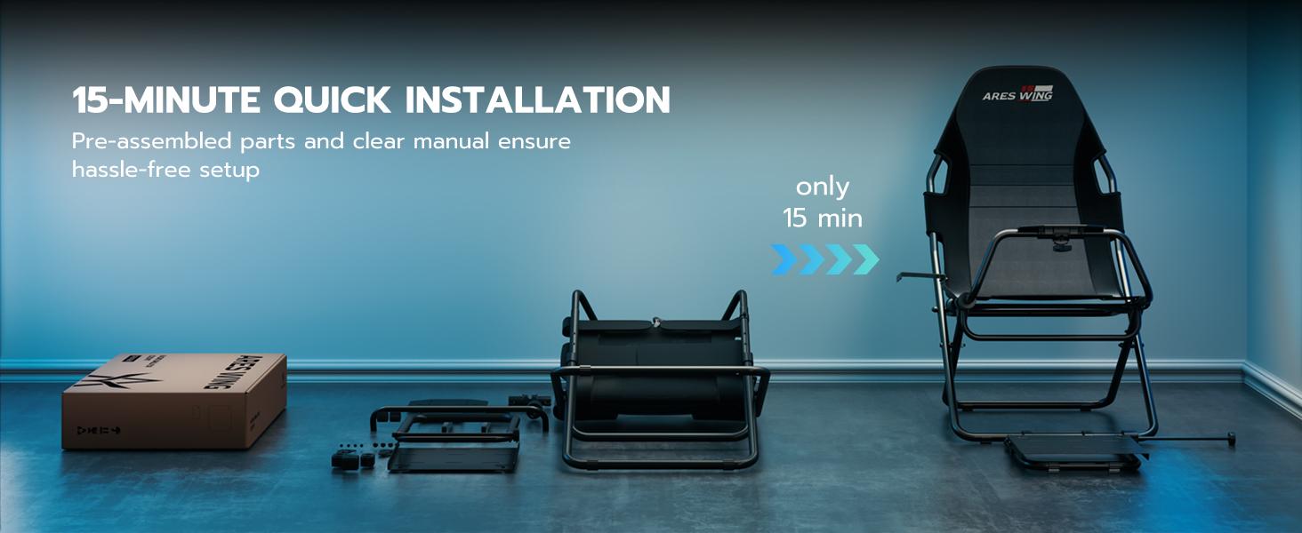 ARES WING Racing Simulator Cockpit, Racing Wheel Stand with Seat, Formula and GT Sim Racing Cockpit Compatible with Fanatec, Thrustmaster, Logitech, Moza Racing Games on PS5, PS4, Xbox and PC