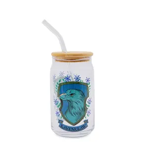 Harry Potter Ravenclaw House Mascot Glass Tumbler With Bamboo Lid and Straw