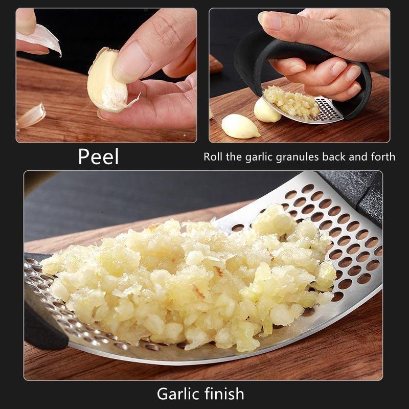 Stainless Garlic Crusher Press – Garlic Smell on Hands? Ergonomic Rocker Quickly Crushes Cloves, Easy Clean, Durable Metal Kitchen Tool for Home Chefs