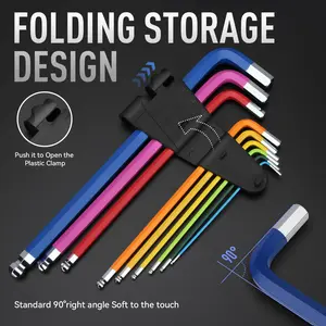 Hex Key Set, 9 PCS Metric  Size Extra Long Arm Allen Wrench Set with Ball End Color Coding Design, 1.5-10 MM  for Bicycle, Household DIY, Chrome Vanadium Steel