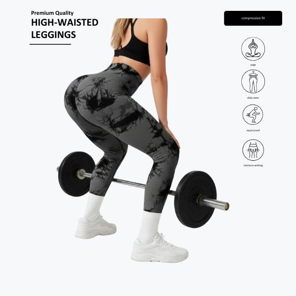 2 Pack Tie Dye High Waisted Workout Leggings for Women Rear Lifting Tummy Control Yoga Gym Athletic Pants High Waist Squat Proof Compression Tights