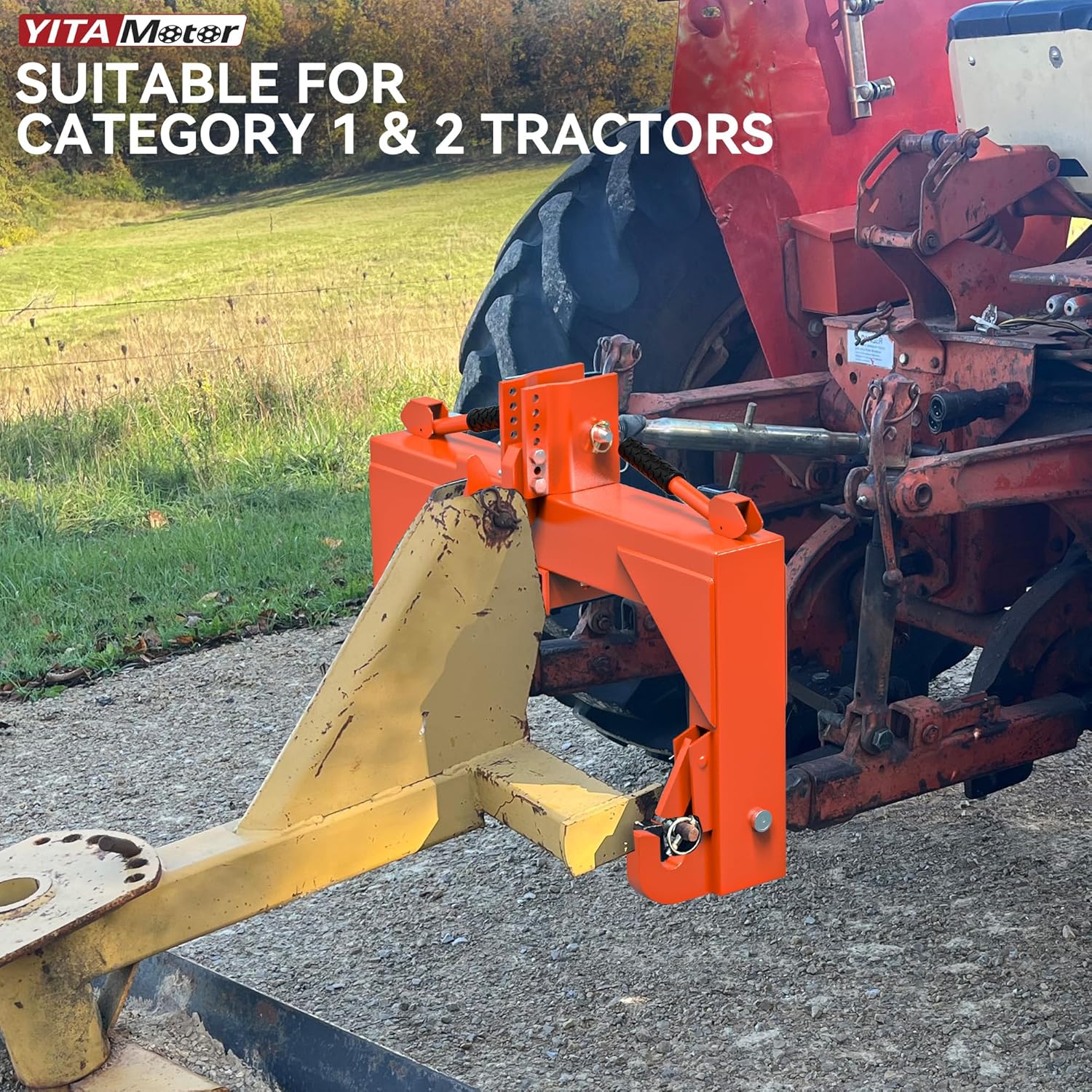 YITAMOTOR 3 Point Quick Hitch Attachment for Category 1 Tractors, 3000LBS Heavy Duty 3 Pt Tractor Hitch with 2" Receiver, Adjustable 5 Level Bolt for Farm & Ranch Equipment