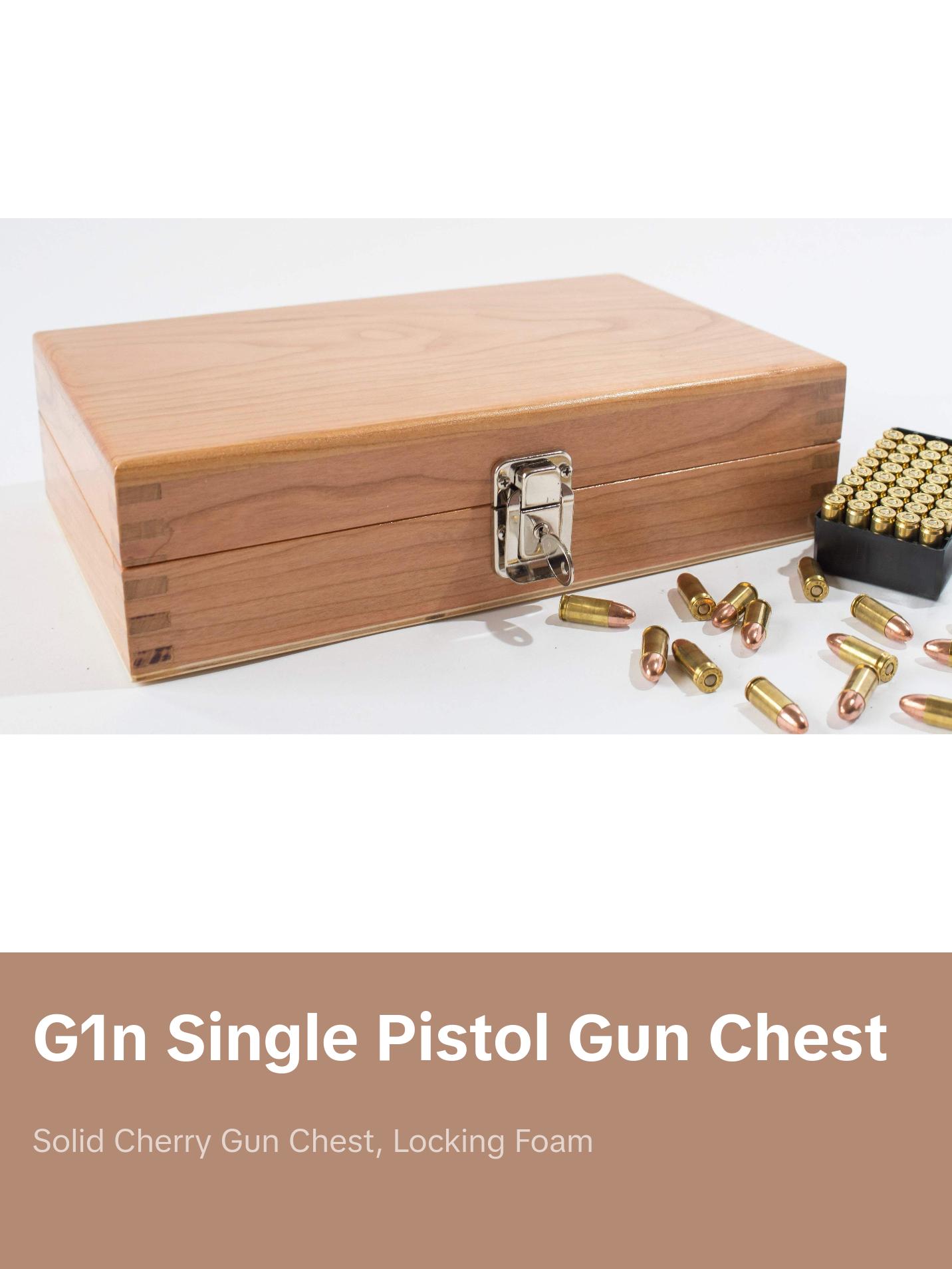 #G1N Single Pistol Gun Chest; Natural Finish on Solid Cherry Hardwood