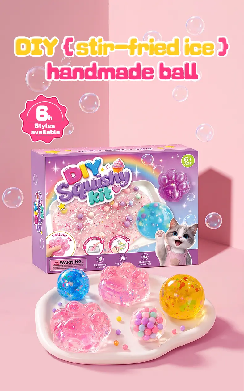 Kawaii DIY Cat Paw Squishy Kit - Super Soft Mochi Texture, Squishies Toys, Relaxing ASMR Stress Relief, Fidget Slime & Squishy Toys, Cool Gifts for Kids, Creative Play Vacation Craft Activity, Handmade Room Decor