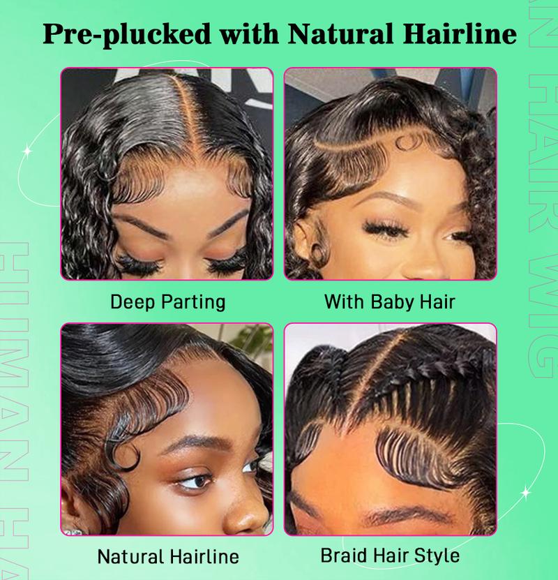 【HOT】FORGIRL FOREVER 13x6 Water Wave Lace Frontal Wig 180% Density Straight Human Hair Lace Front Wig Pre plucked Deep Curly Wave Wig For Women