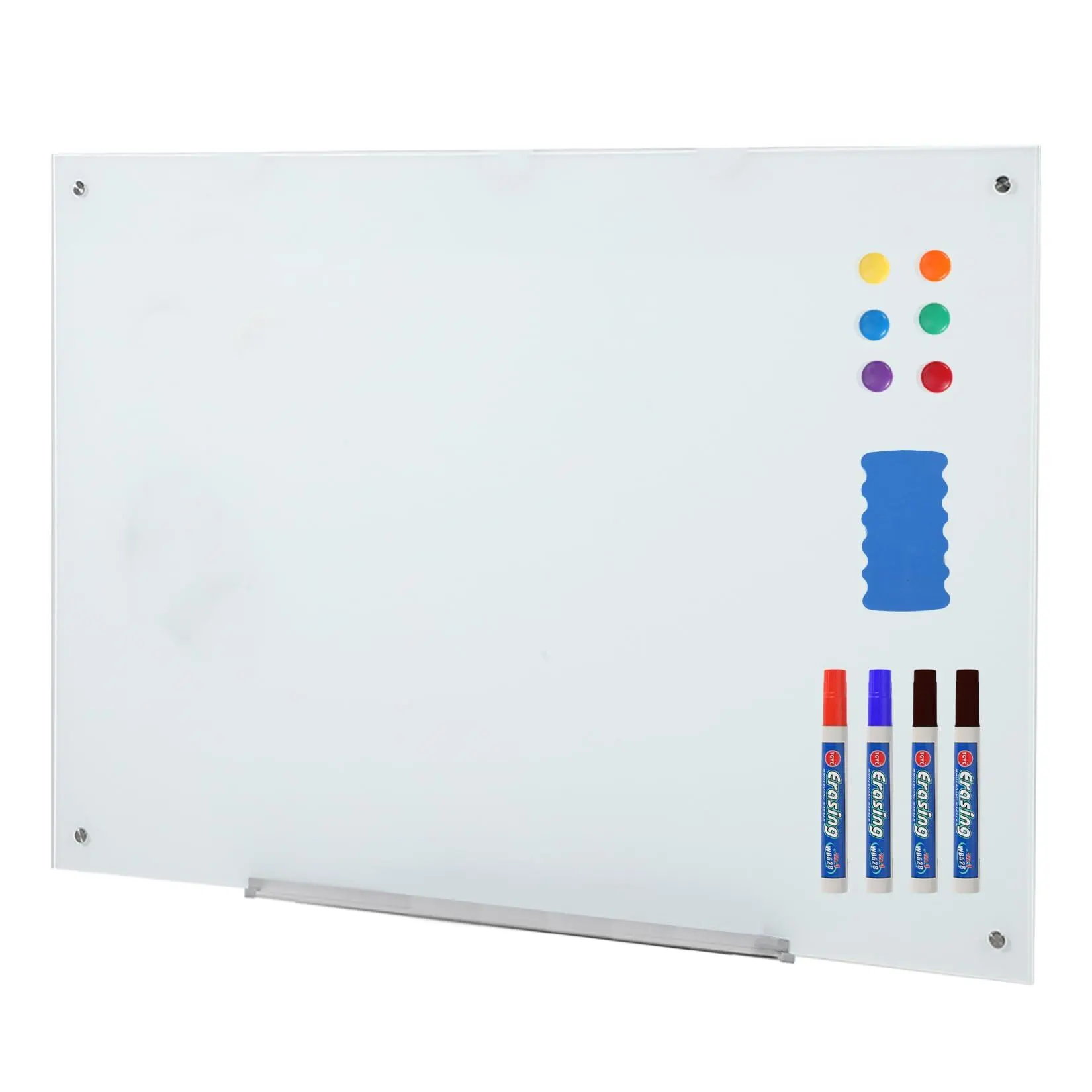 18x24 Inch Glass Dry Erase Board - Frameless Magnetic Glass Whiteboard Wall Mounted,Large Tempered Glass Writing Surface for Office, Home School & Conference Room