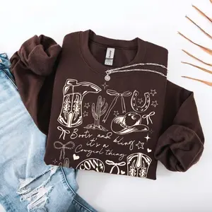 Retro Cowgirl Vintage Sweatshirt Western Howdy Retro Crewneck Texas Howdy Retro Cowgirl Cowboy Boots Gift Idea