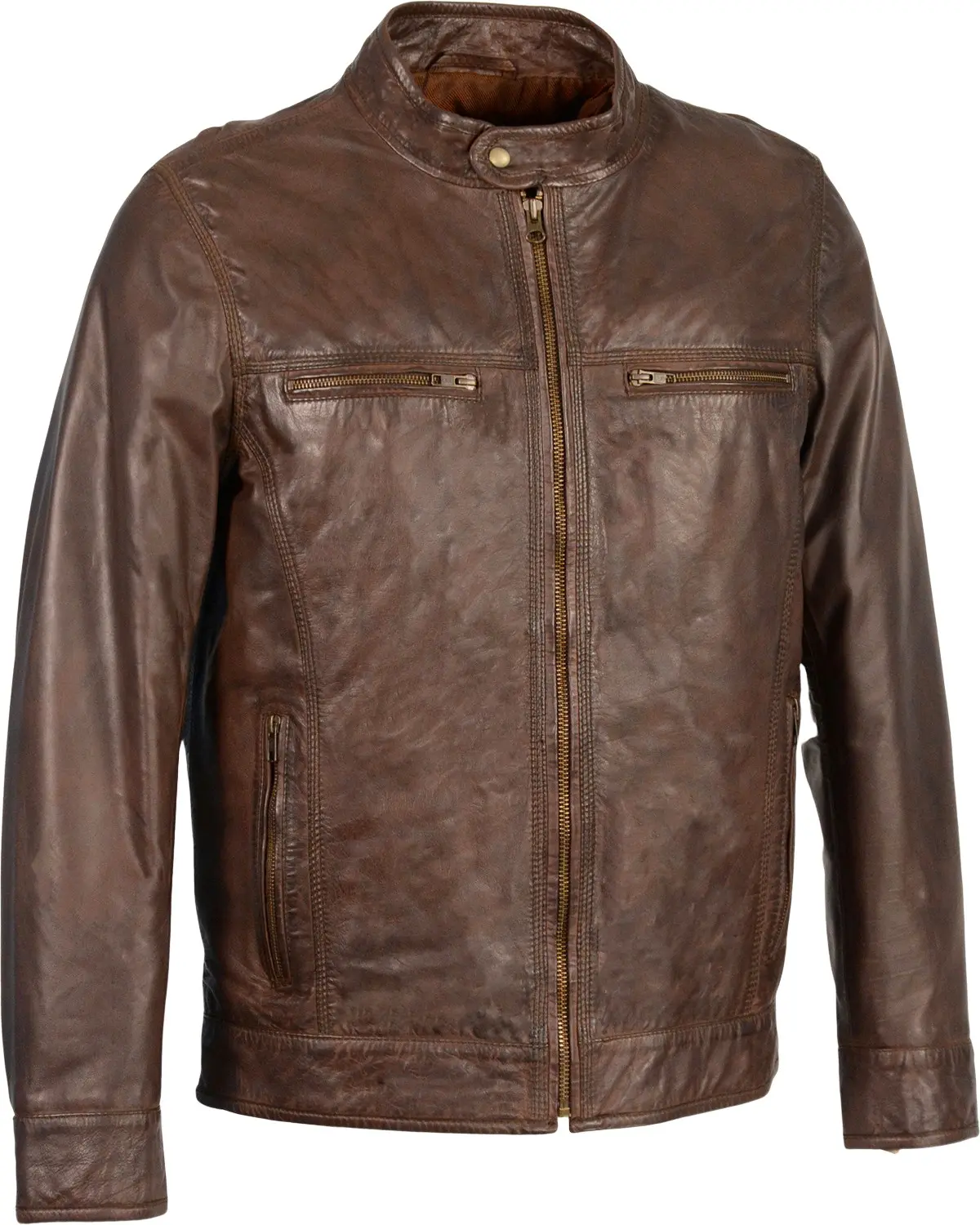 Milwaukee Leather Men's Men'S Zip Front Classic Moto Jacket 5X - Sfm1865-Saddle-5X