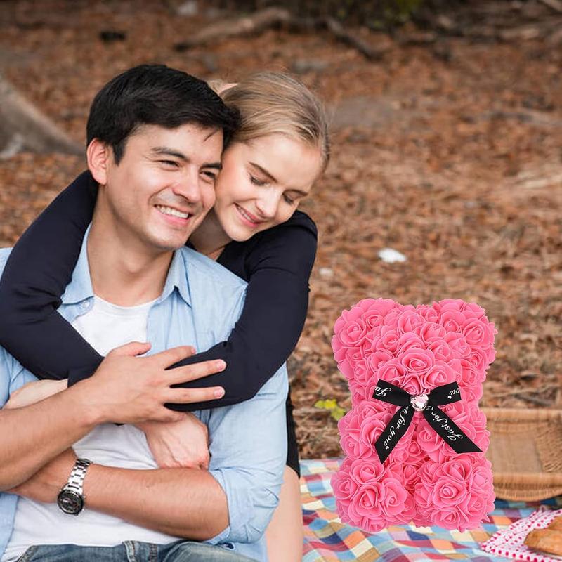 Artificial Rose Teddy Bear -Rose Flower Bear Fake Rose Flower Gifts for Wedding, Birthday，Valentine's Day， Anniversary's, Mothers/Girlfriend