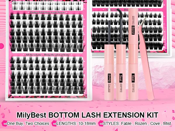 MilyBest Cove Eyelashes ,1 Set Mixed Length Individval Eyelash Extensions Kit,Self Grafting False Eyelashes with Tweezers&Glue&,Prefessional Eye Makeup Accessories for Women