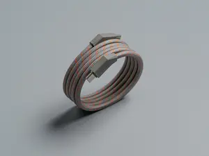 AM SlantCable (TM): Magnetic self-coiling cable, 100W PD fast charging, braided self-coiling charger with angled connector, compact storage, compatible with USB‑C laptops, tablets, phones, 1 m