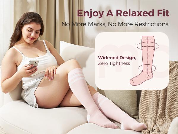 Momcozy Compression Socks for Women Wide Calf, 15-20mmHg Knee High Support Socks for Pregnancy, Nurses, Travel, Flying 5.0 5.0 out of 5 stars    2 ratings