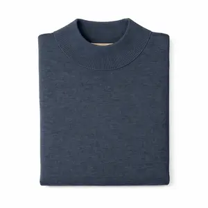 Inserch Charcoal Gray Cotton-Blend Mock Neck Sweater