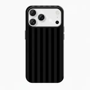 Quiet Luxury Black VerticalStripe Phone Case, Sleek Black Striped Phone Case, Premium Black Pinstripe Pattern Phone Case
