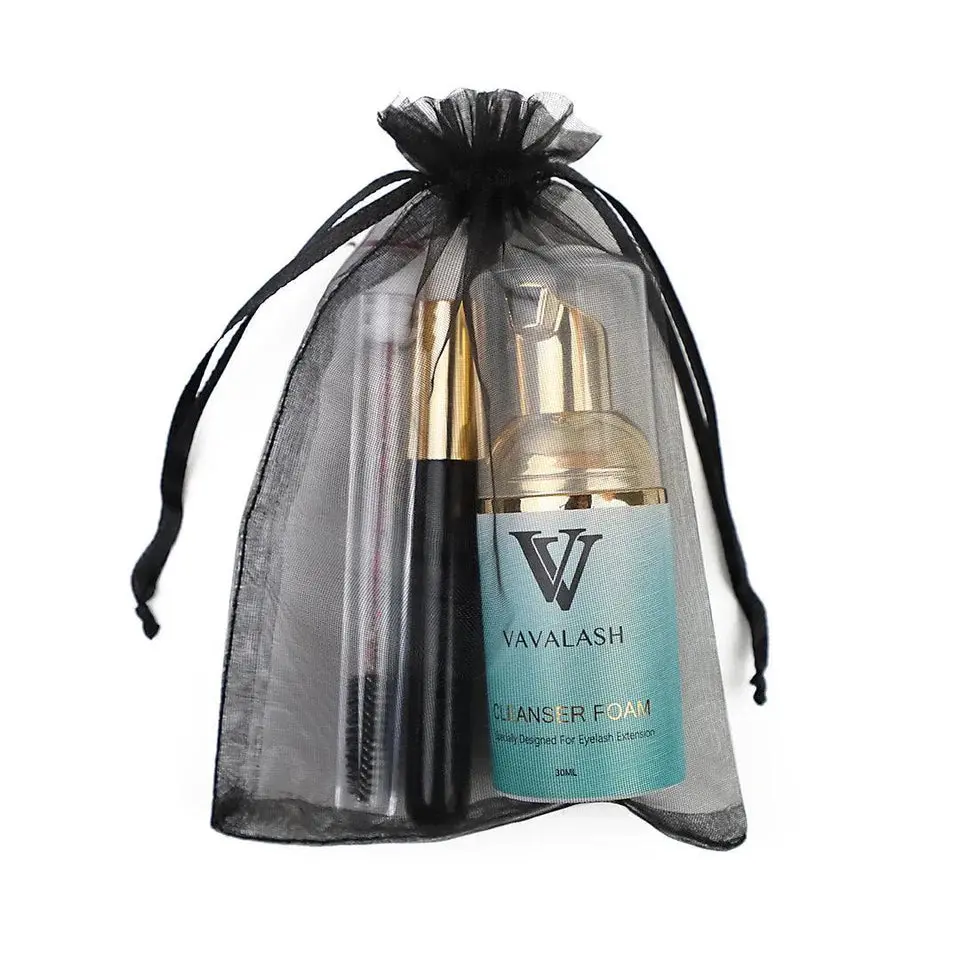 Eyelash Cleansing Kit with Gentle Lash Shampoo and Brush, Makeup Remover for Faux Mink Lashes & Extension Maintenance, Makeup Remover Cleanser, False Eyelash Makeup Care